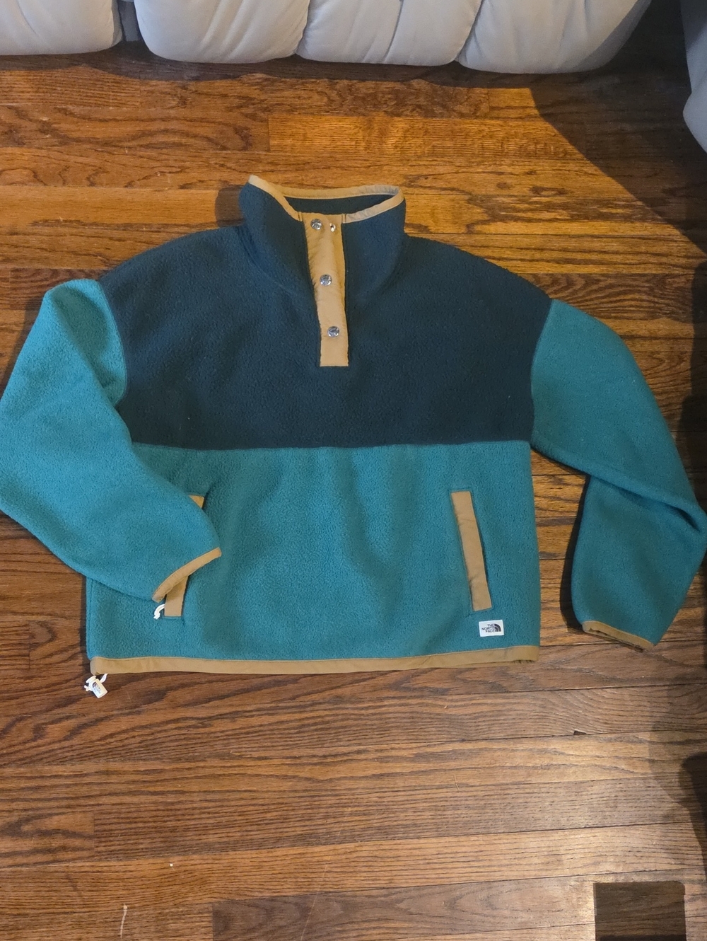 The North Face Womens Two-Tone Teal Fleece Pullover